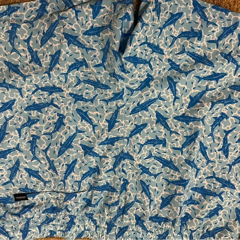 NWT Chubbies Blue Shark Print Swim Shorts -The Shark Sides